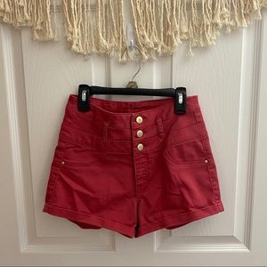 Red High Waisted Shorts